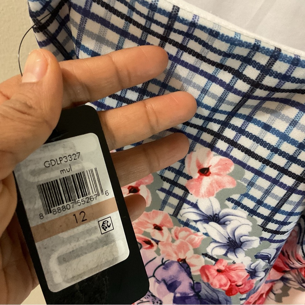 Guess Floral Checkered Mini Dress Size 12 NWT - Picture 13 of 13